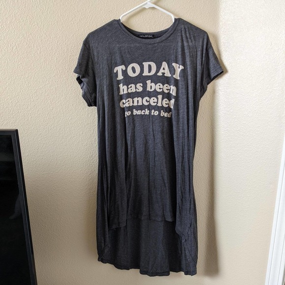 Wildfox Dresses & Skirts - WILDFOX Women's size L Large Today Has Been Cancelled High Low Gray Dress